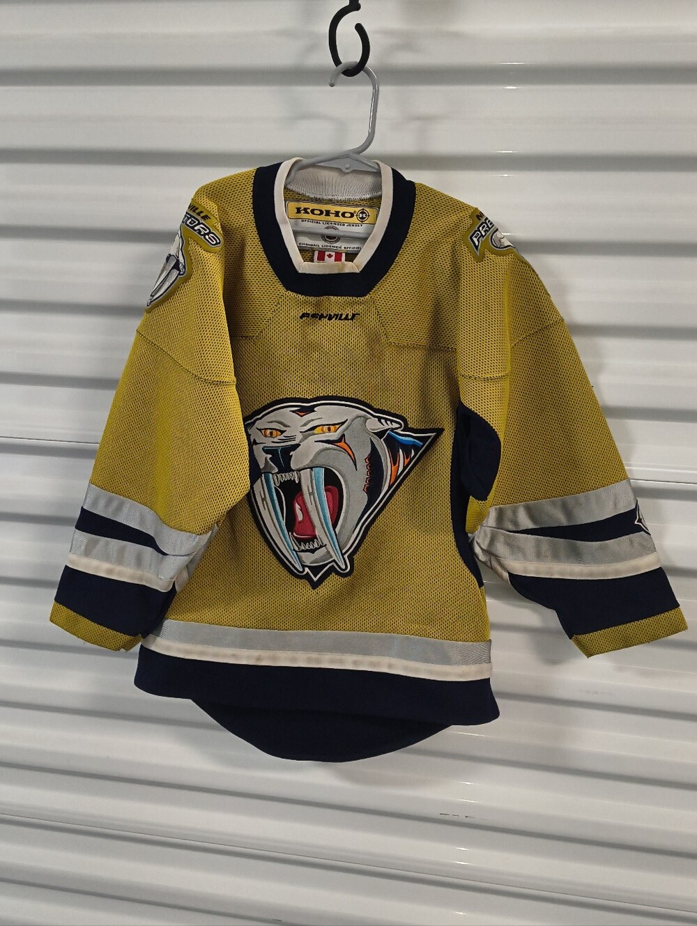 Vtg Rare NHL Nashville Predators Mustard Gold Yellow Koho Hockey Jersey Youth S